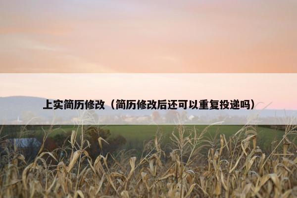 上实简历修改（简历修改后还可以重复投递吗）