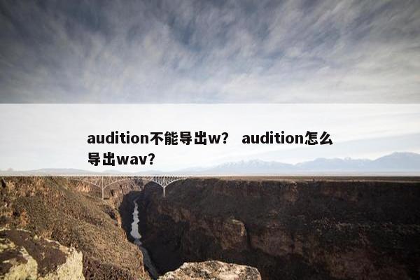 audition不能导出w？ audition怎么导出wav？