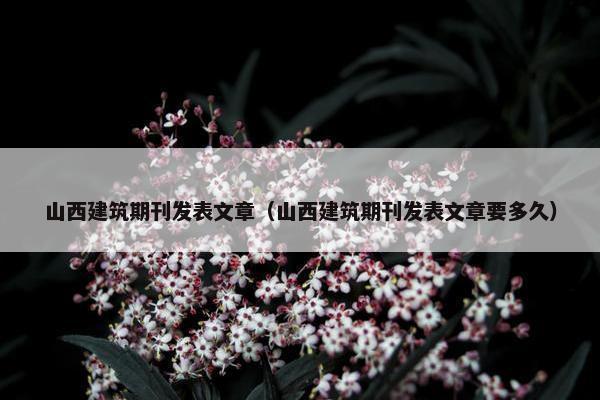 山西建筑期刊发表文章（山西建筑期刊发表文章要多久）