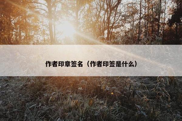 作者印章签名（作者印签是什么）