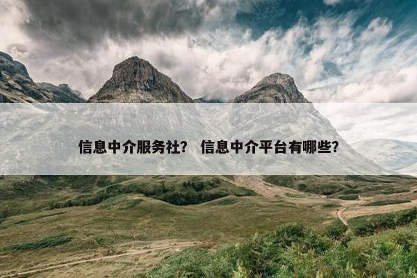 信息中介服务社？ 信息中介平台有哪些？