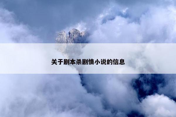 关于剧本杀剧情小说的信息