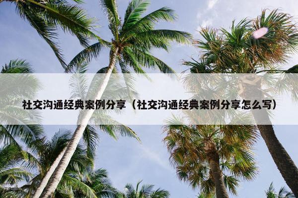社交沟通经典案例分享（社交沟通经典案例分享怎么写）