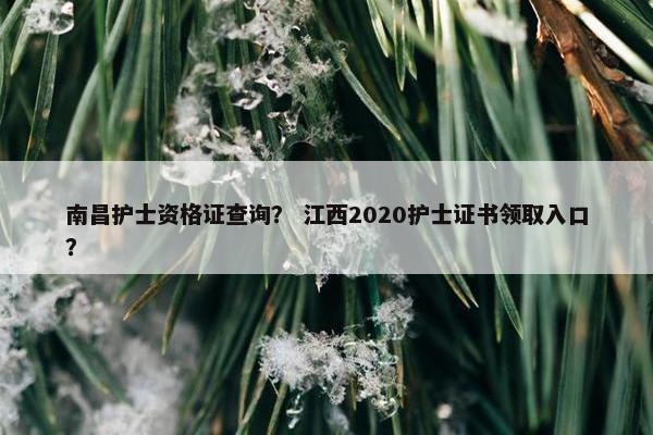 南昌护士资格证查询？ 江西2020护士证书领取入口？