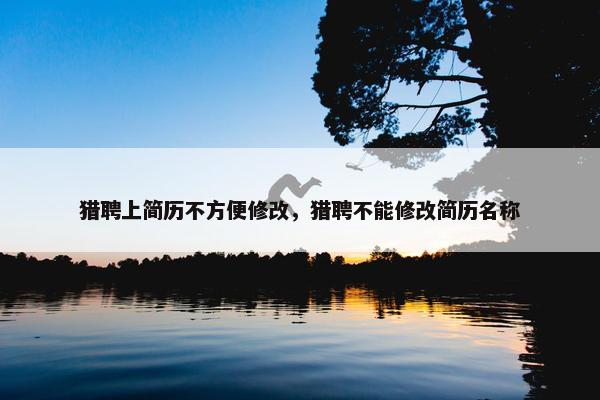 猎聘上简历不方便修改，猎聘不能修改简历名称
