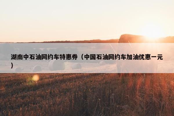 湖南中石油网约车特惠券（中国石油网约车加油优惠一元）