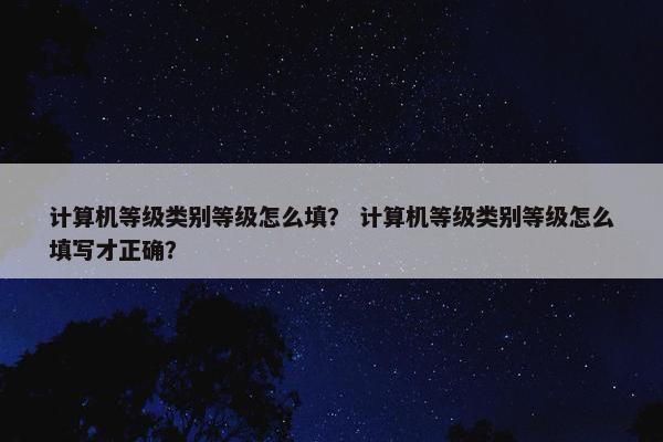 计算机等级类别等级怎么填？ 计算机等级类别等级怎么填写才正确？