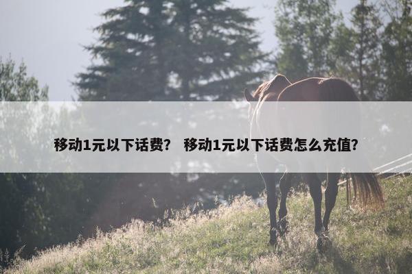移动1元以下话费？ 移动1元以下话费怎么充值？