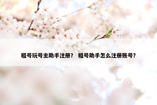 租号玩号主助手注册？ 租号助手怎么注册账号？