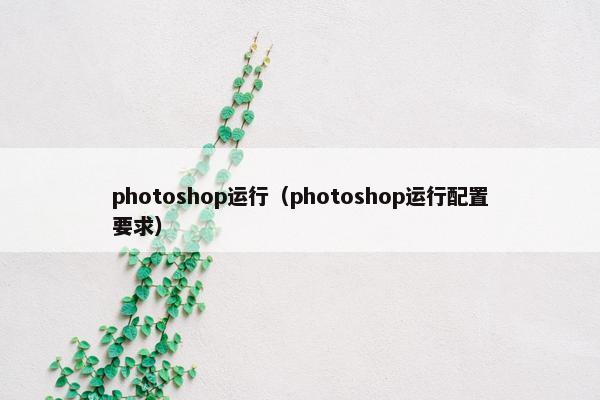 photoshop运行（photoshop运行配置要求）