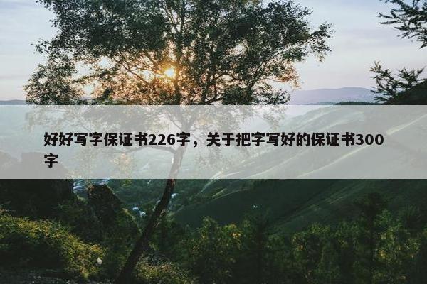 好好写字保证书226字，关于把字写好的保证书300字