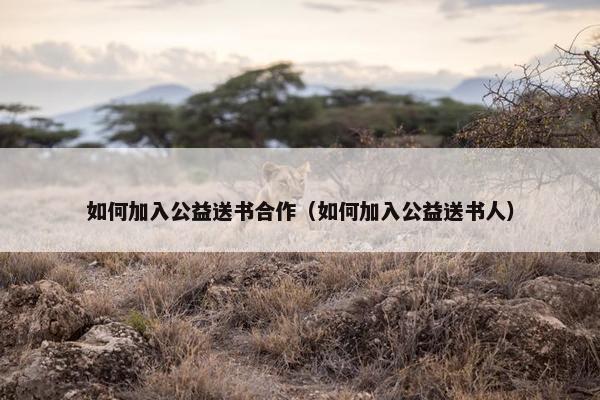 如何加入公益送书合作（如何加入公益送书人）