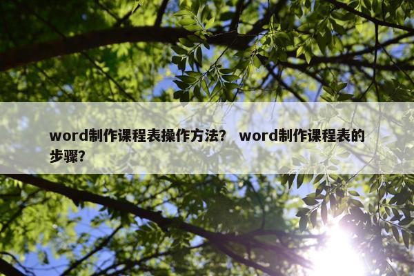 word制作课程表操作方法？ word制作课程表的步骤？