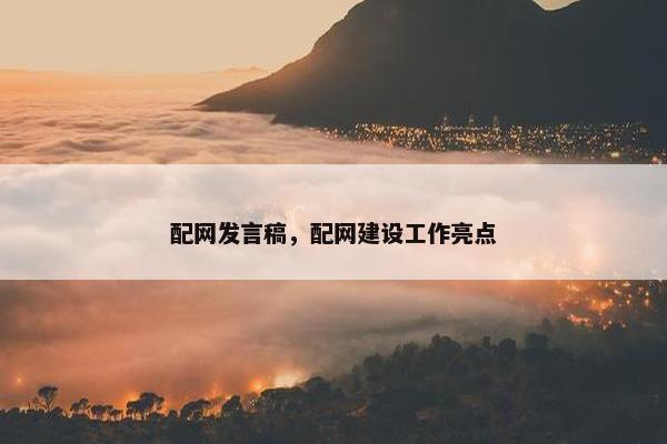 配网发言稿，配网建设工作亮点
