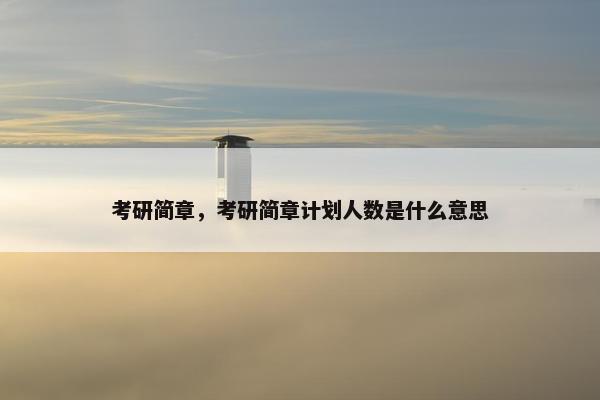 考研简章，考研简章计划人数是什么意思