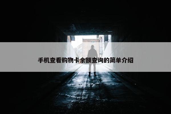 手机查看购物卡余额查询的简单介绍