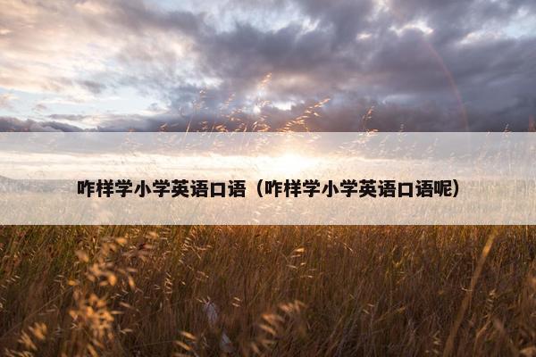 咋样学小学英语口语（咋样学小学英语口语呢）