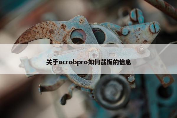 关于acrobpro如何裁板的信息