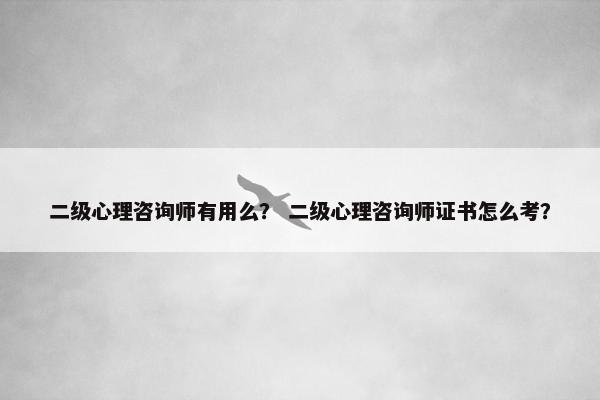二级心理咨询师有用么? 二级心理咨询师证书怎么考? 二级心理咨询师有用么? 二级心理咨询师证书怎么考?