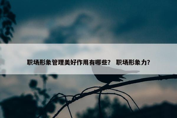 职场形象管理美好作用有哪些？ 职场形象力？