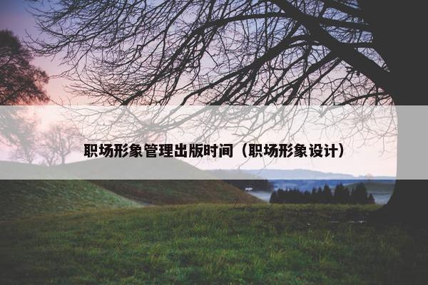 职场形象管理出版时间（职场形象设计）