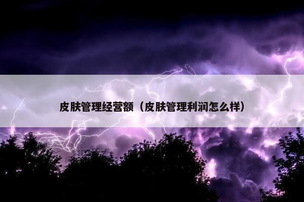 皮肤管理经营额（皮肤管理利润怎么样）