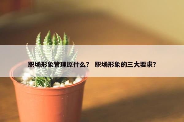 职场形象管理原什么？ 职场形象的三大要求？