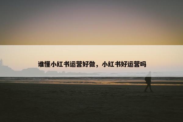谁懂小红书运营好做，小红书好运营吗