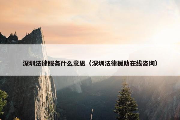 深圳法律服务什么意思（深圳法律援助在线咨询）