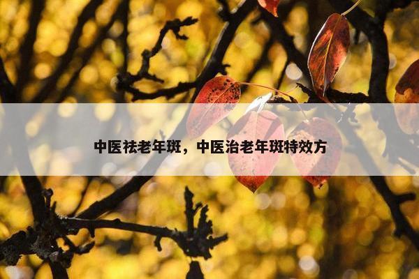 中医祛老年斑，中医治老年斑特效方