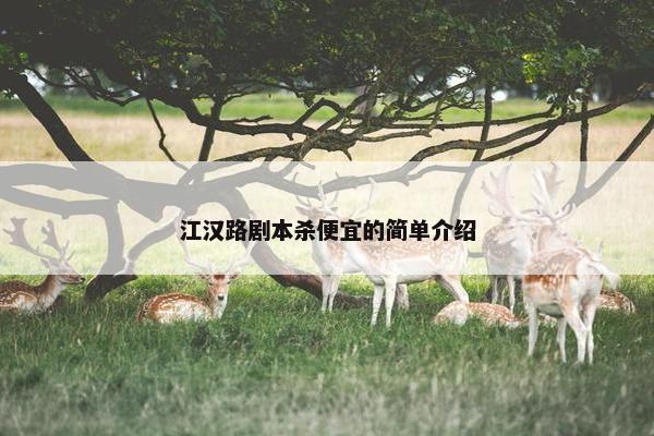 江汉路剧本杀便宜的简单介绍