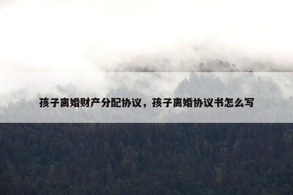 孩子离婚财产分配协议，孩子离婚协议书怎么写