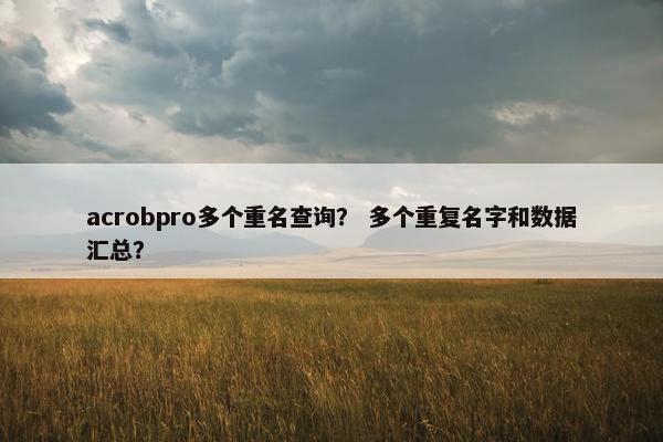 acrobpro多个重名查询？ 多个重复名字和数据汇总？