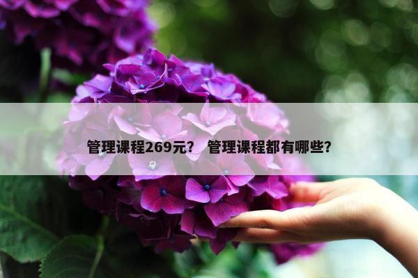 管理课程269元？ 管理课程都有哪些？