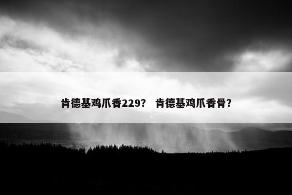肯德基鸡爪香229？ 肯德基鸡爪香骨？