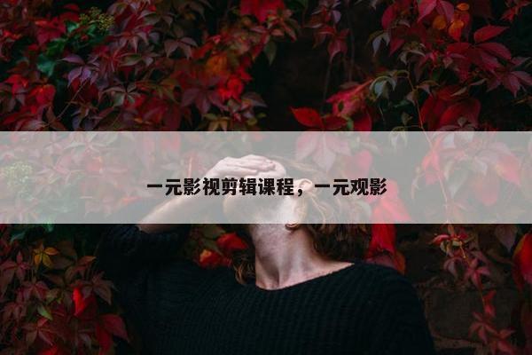 一元影视剪辑课程，一元观影