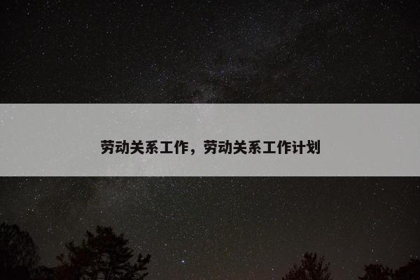 劳动关系工作，劳动关系工作计划