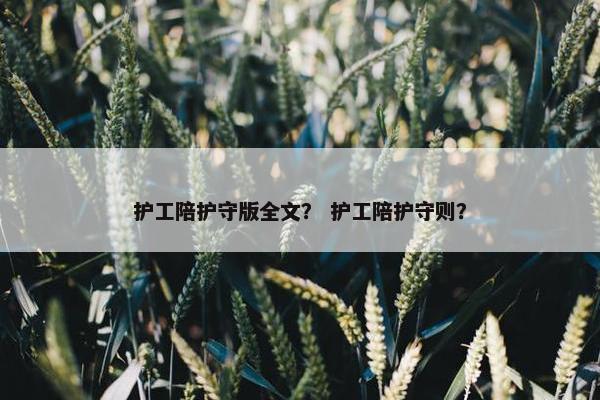 护工陪护守版全文？ 护工陪护守则？