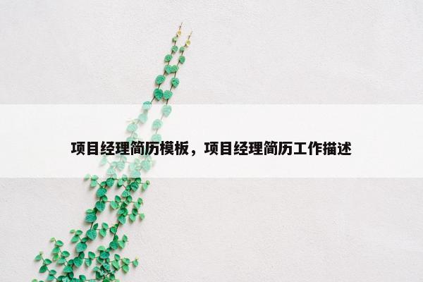 项目经理简历模板，项目经理简历工作描述