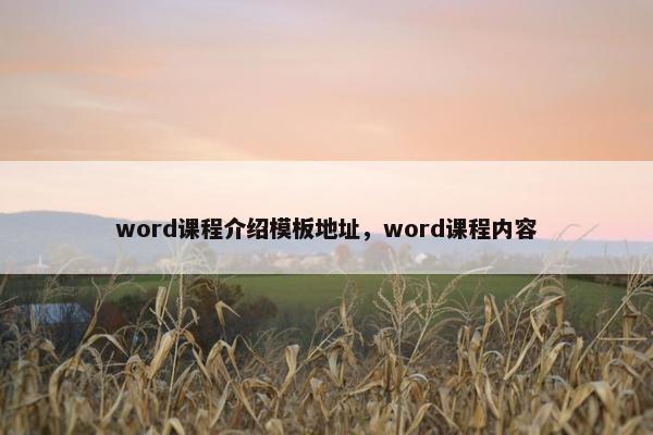 word课程介绍模板地址，word课程内容