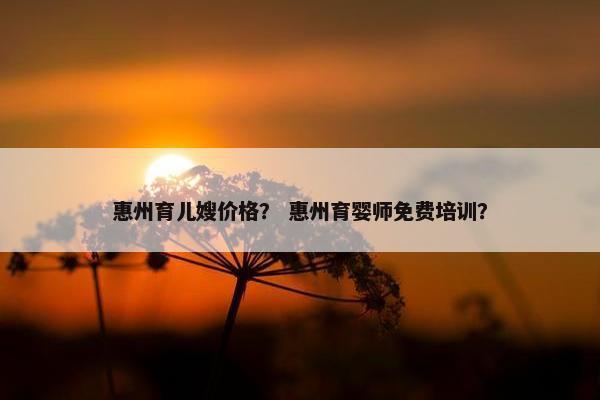惠州育儿嫂价格？ 惠州育婴师免费培训？