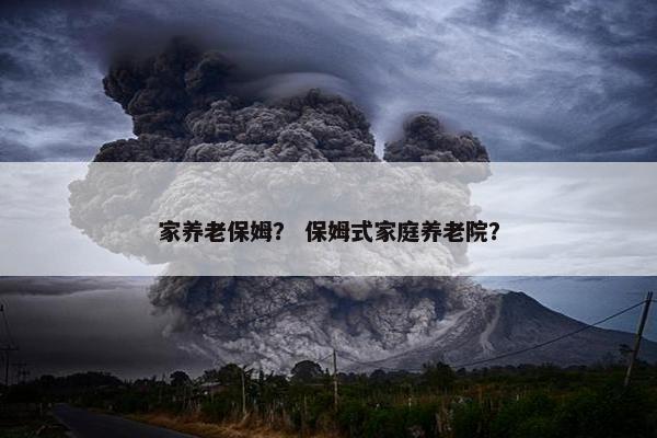 家养老保姆？ 保姆式家庭养老院？