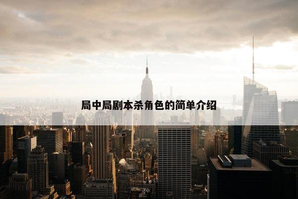 局中局剧本杀角色的简单介绍