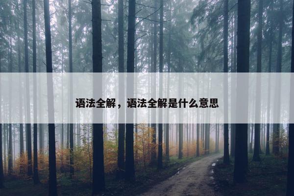语法全解，语法全解是什么意思