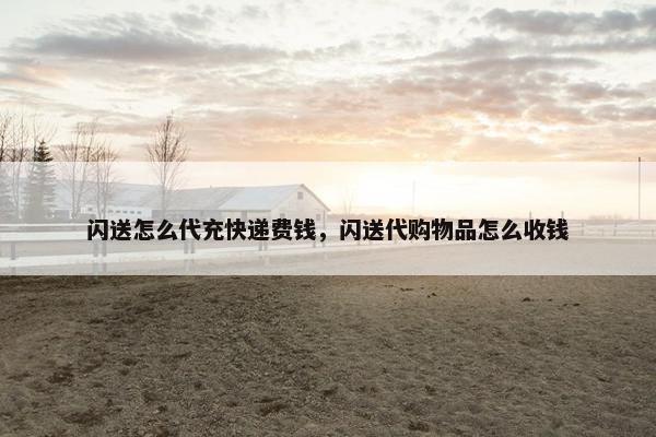 闪送怎么代充快递费钱，闪送代购物品怎么收钱