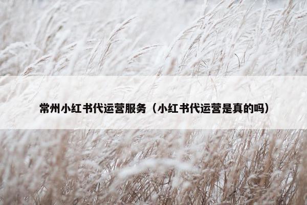 常州小红书代运营服务（小红书代运营是真的吗）