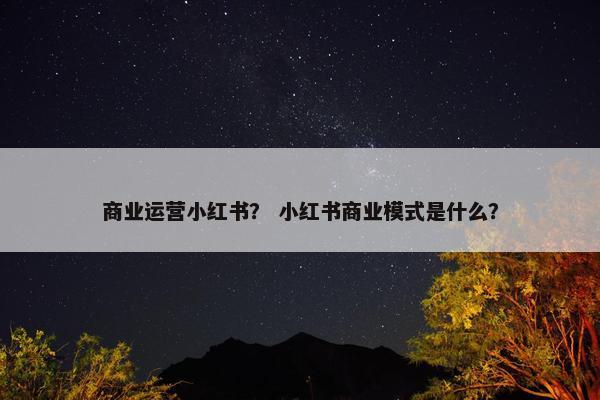 商业运营小红书？ 小红书商业模式是什么？