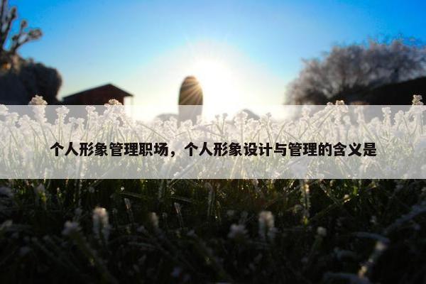 个人形象管理职场，个人形象设计与管理的含义是