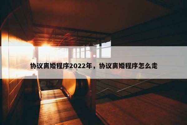 协议离婚程序2022年，协议离婚程序怎么走