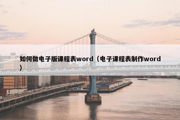 如何做电子版课程表word（电子课程表制作word）